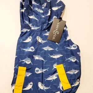 Lucy & Co Dog Rain Coat, Blue Shark